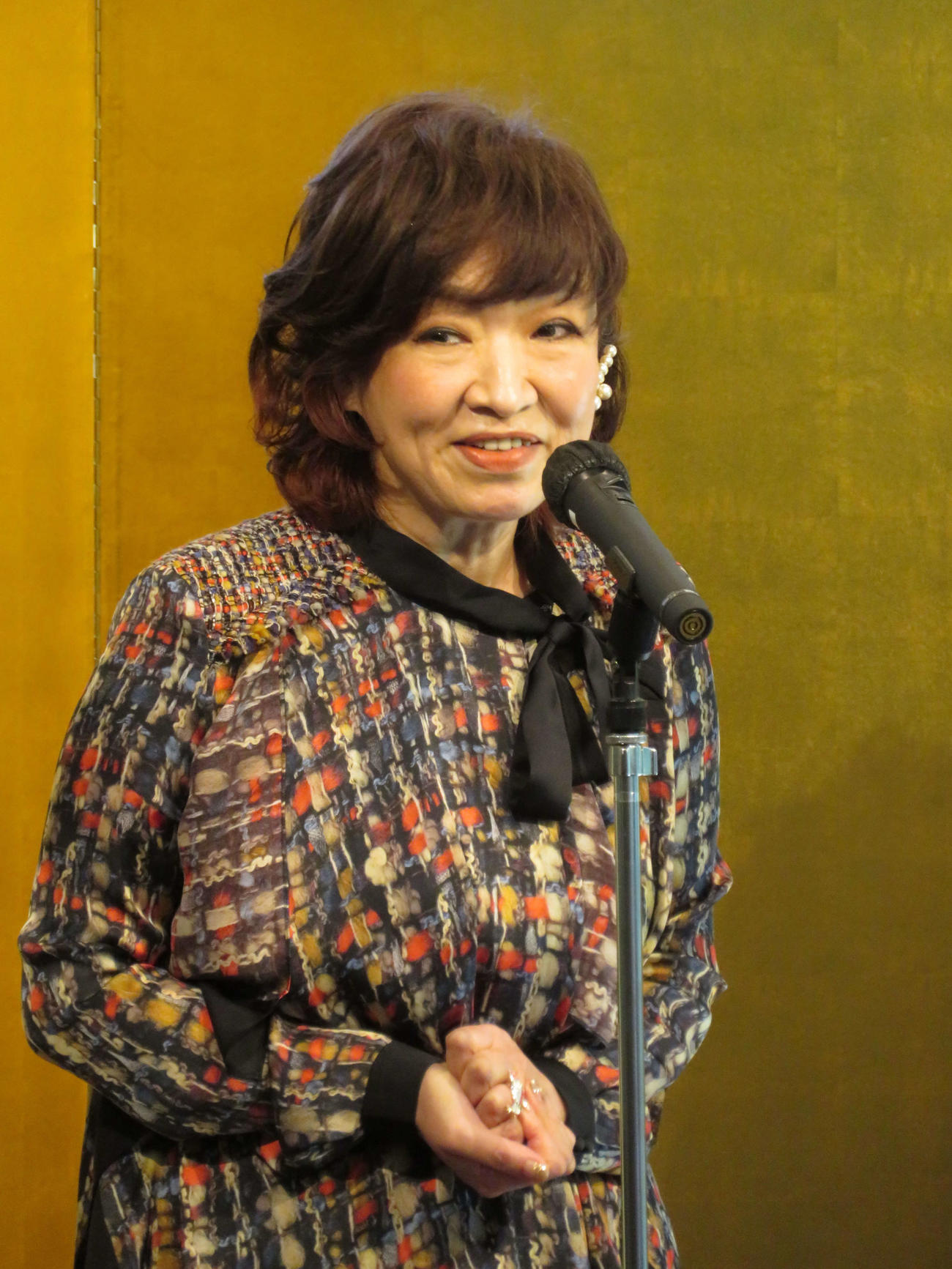 第13回伊丹十三賞贈呈式に登壇した清水ミチコ（撮影・三須佳夏）