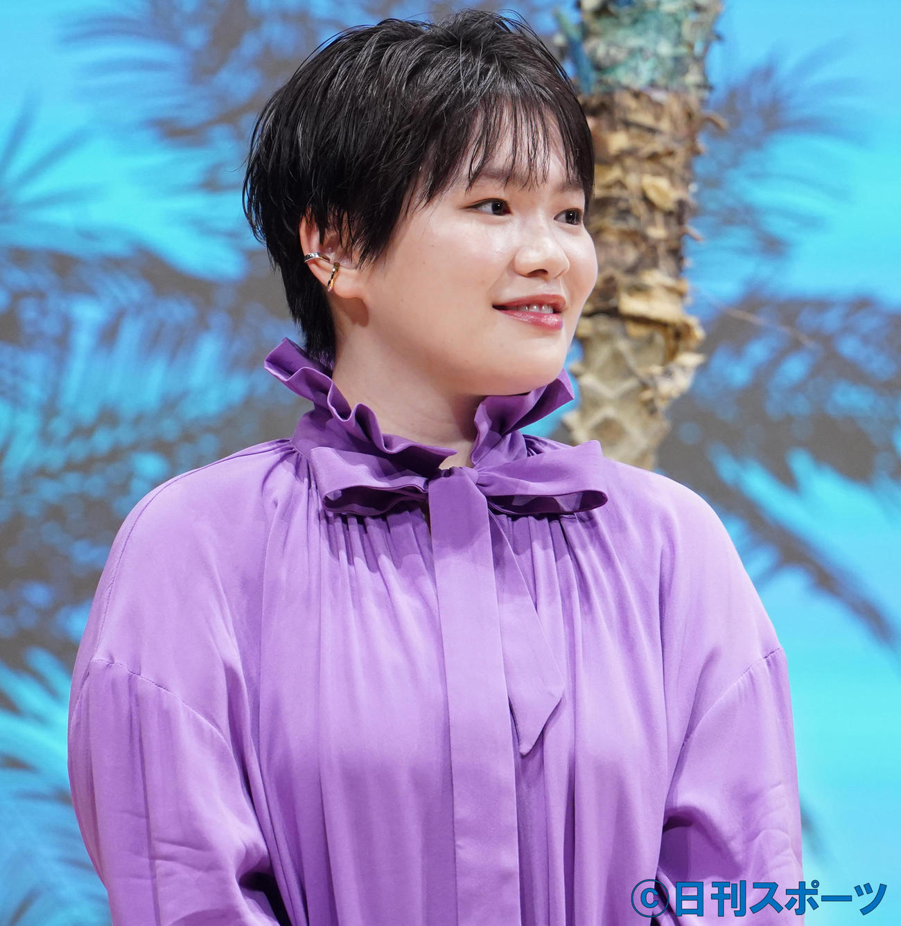 アニメ映画「フラ・フラダンス」完成披露試写会に登壇した富田望生（撮影・佐藤勝亮）