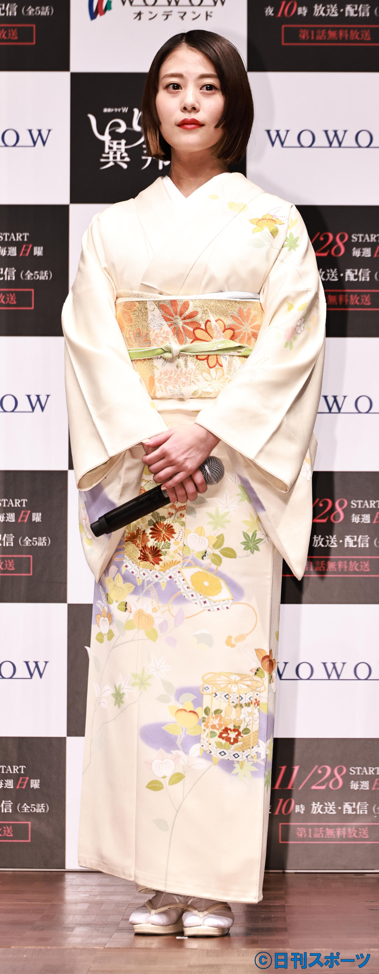 「連続ドラマW　いりびとー異邦人ー」完成報告会で和装を披露した高畑充希（撮影・中島郁夫）
