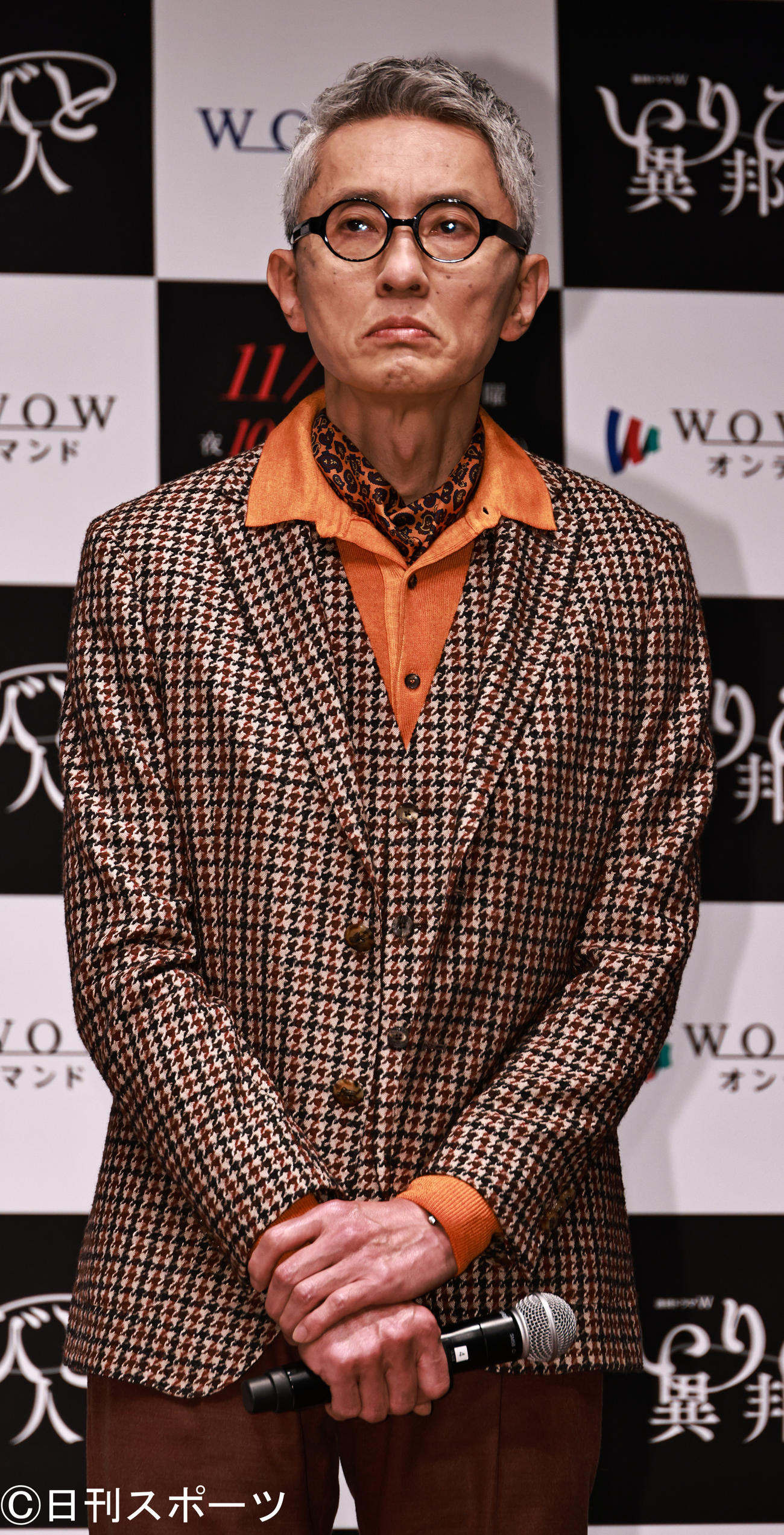 「連続ドラマW　いりびとー異邦人ー」完成報告会あいさつする松重豊（撮影・中島郁夫）