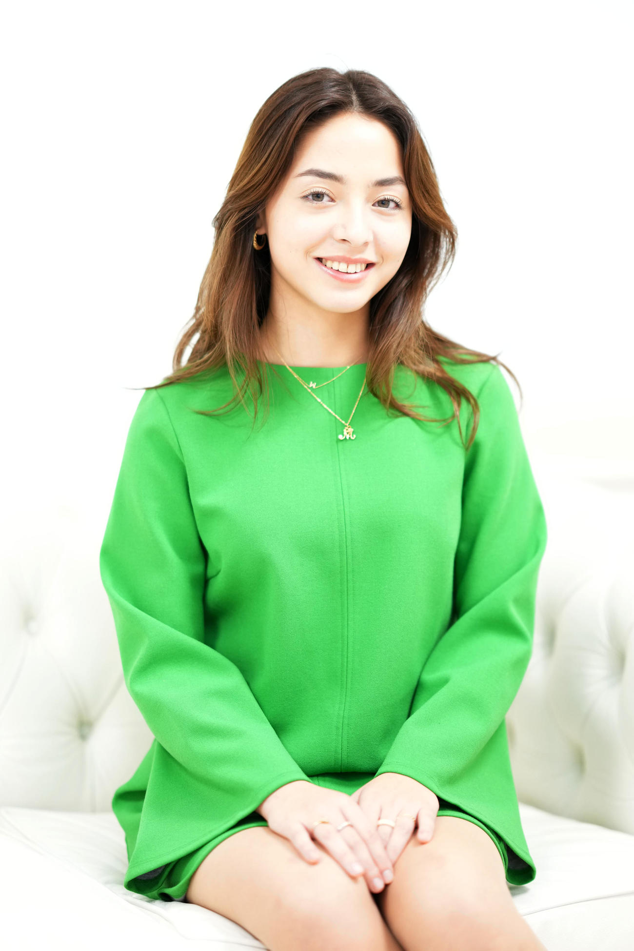 笑顔を見せる真理子（撮影・横山健太）