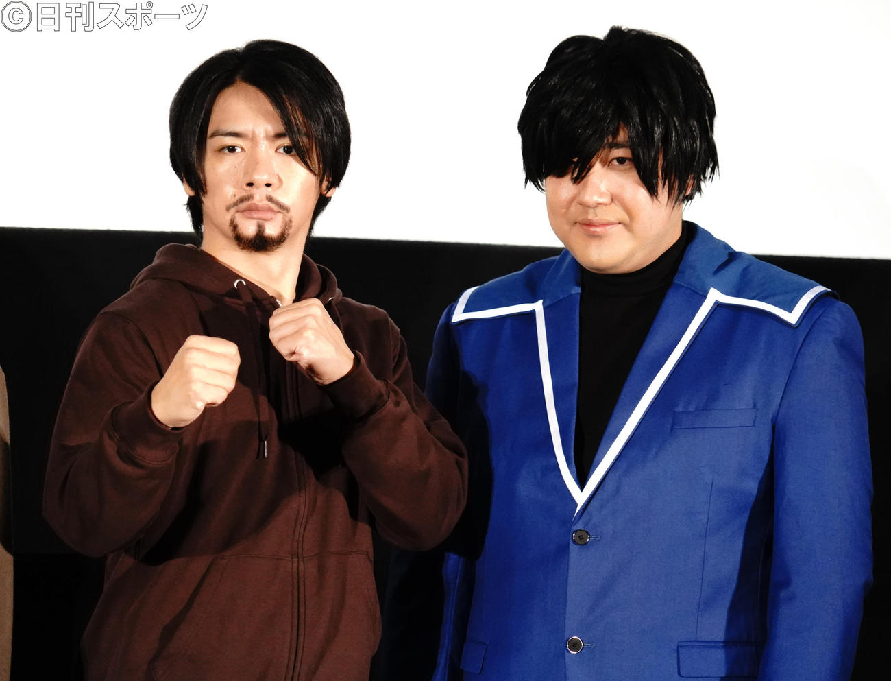 アニメ映画「攻殻機動隊　SAC＿2045持続可能戦争」の公開記念舞台あいさつに出席したお笑いコンビ、マヂカルラブリー野田クリスタル（左）と村上（撮影・佐藤成）