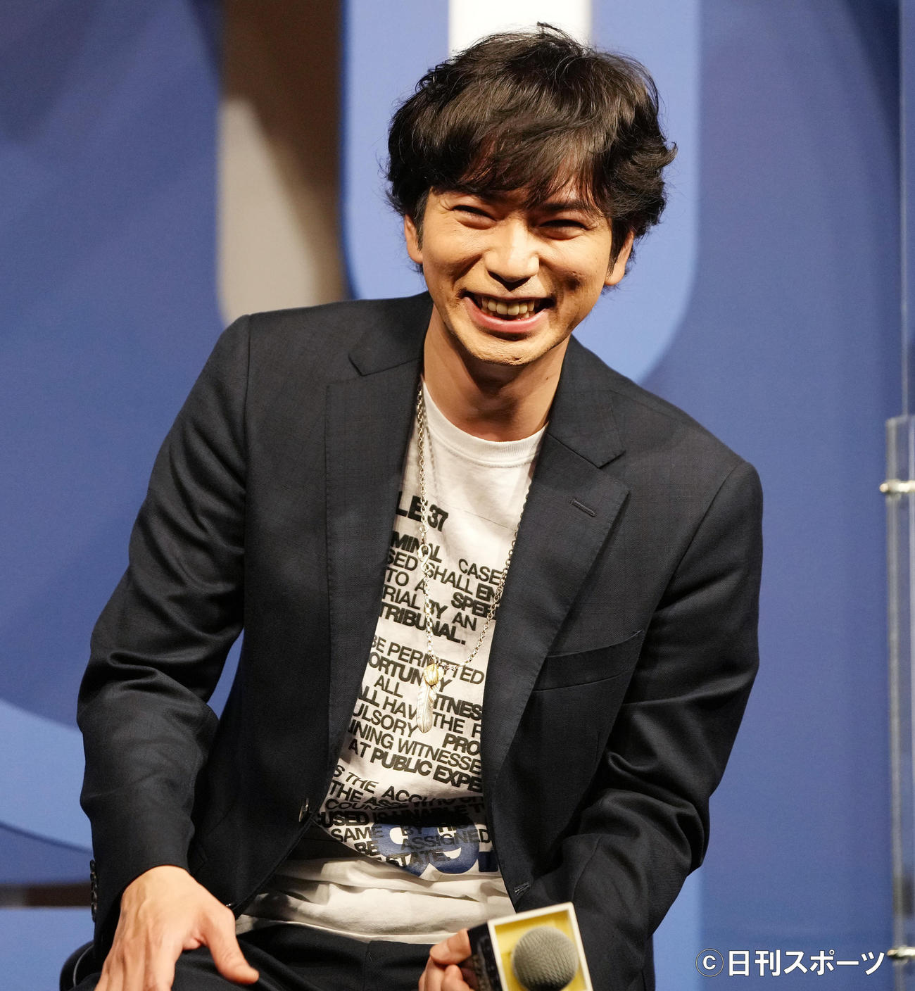 「99．9－刑事専門弁護士－　THE MOVIE」完成報告イベントで笑顔を見せる松本潤（撮影・鈴木みどり）