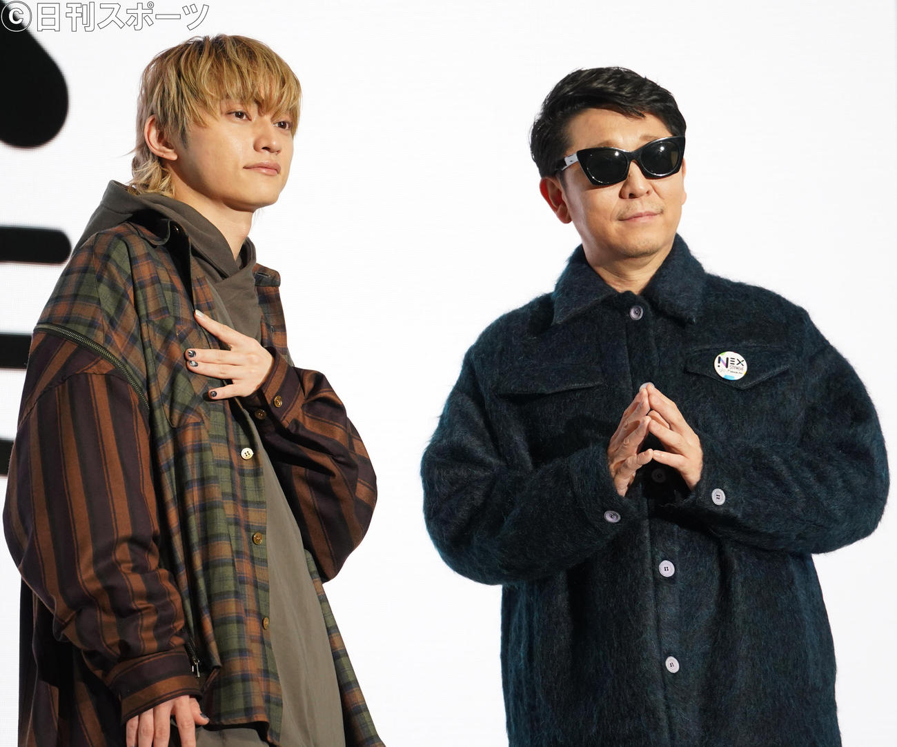 新プロジェクト「NEX STAGE」の発表会に出席したSKY－HI（左）と☆Taku Takahashi（撮影・佐藤勝亮）