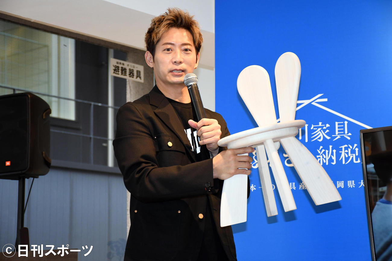 「大川家具　黒木啓司プロデュースアイテムお披露目会」に出席したEXILE黒木啓司（撮影・大友陽平）