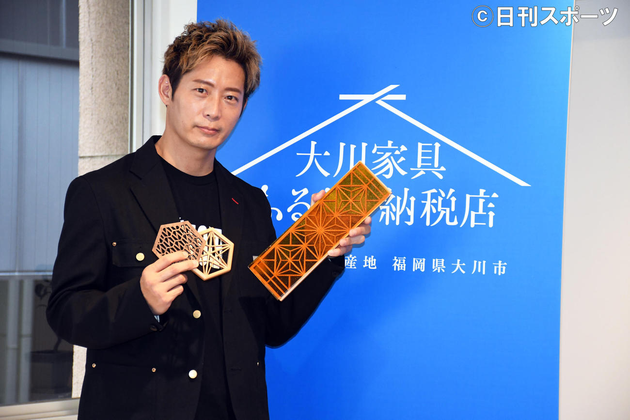 「大川家具　黒木啓司プロデュースアイテムお披露目会」に出席したEXILE黒木啓司（撮影・大友陽平）