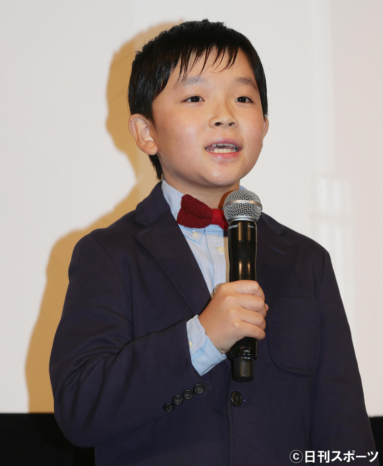 映画「ボス・ベイビー」親子試写会で舞台あいさつを行った中田理智（撮影・野上伸悟）