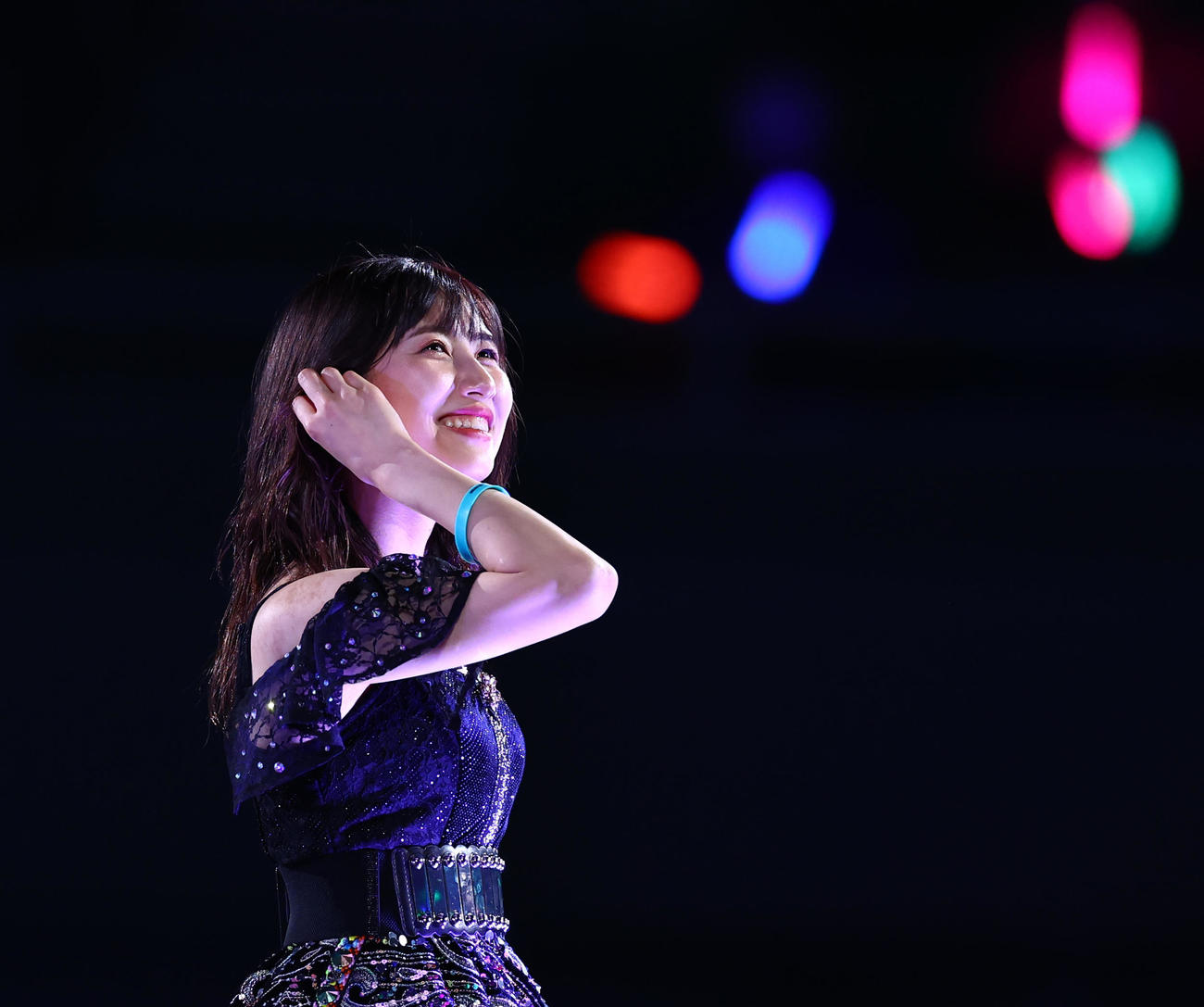 モーニング娘。’21コンサート「Teenage Solution～佐藤優樹　卒業スペシャル～」で笑顔を見せる佐藤優樹（撮影・垰建太）