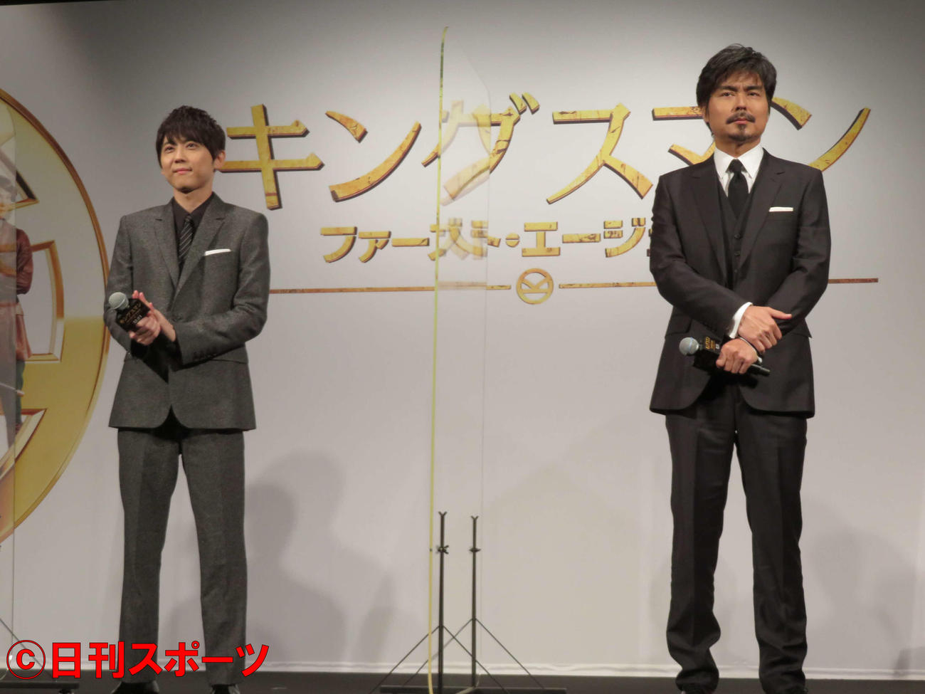 映画「キングスマン：ファースト・エージェント」公開記念イベントに登壇した梶裕貴（左）と小澤征悦（撮影・村上幸将）