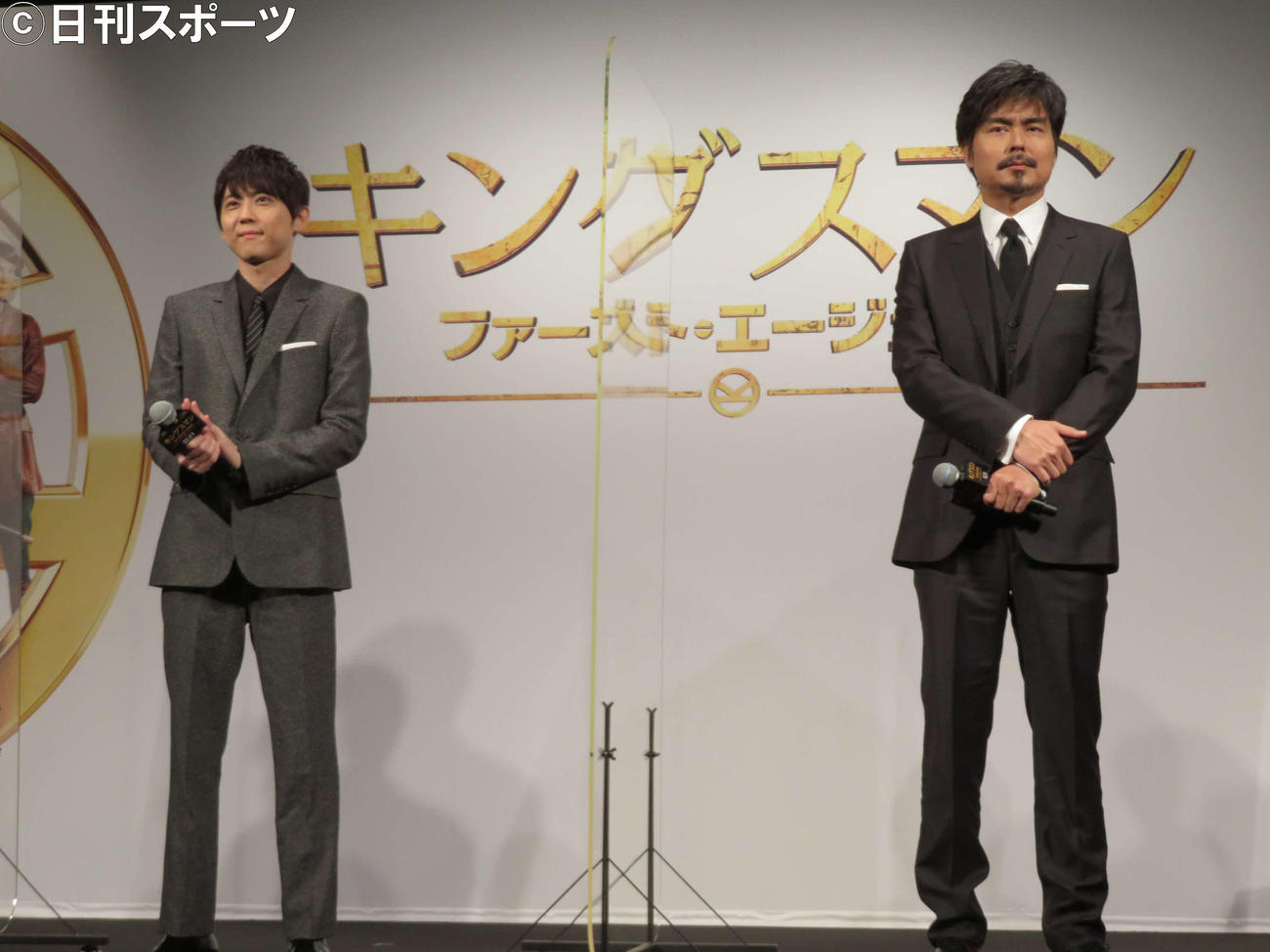 映画「キングスマン：ファースト・エージェント」公開記念イベントに登壇した梶裕貴（左）と小澤征悦（撮影・村上幸将）