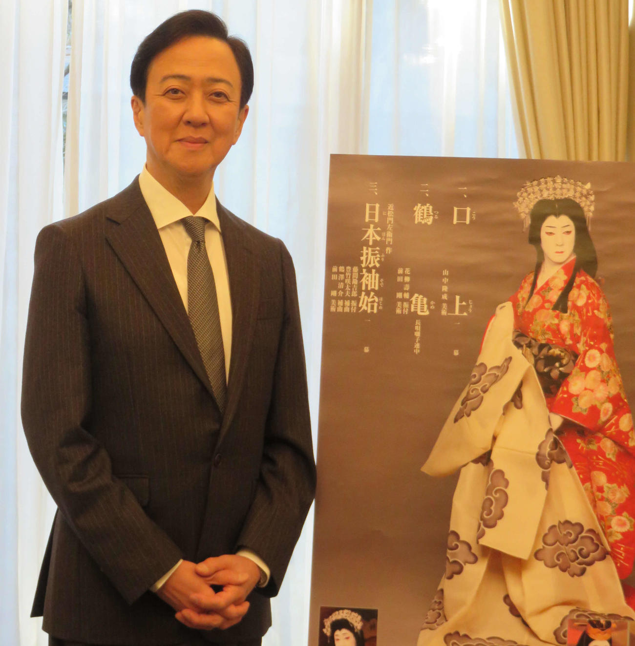 博多2月公演「坂東玉三郎　特別舞踊公演」の取材会に出席した坂東玉三郎（撮影・小林千穂）