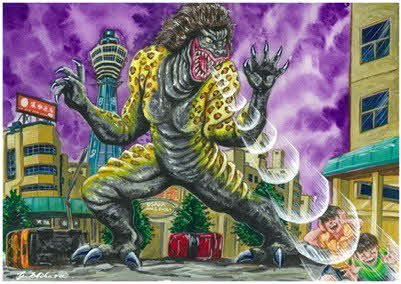 ご当地怪獣展で展示されている大阪の怪獣「ヒョウガラヤン」（C）JCC／ご当地怪獣