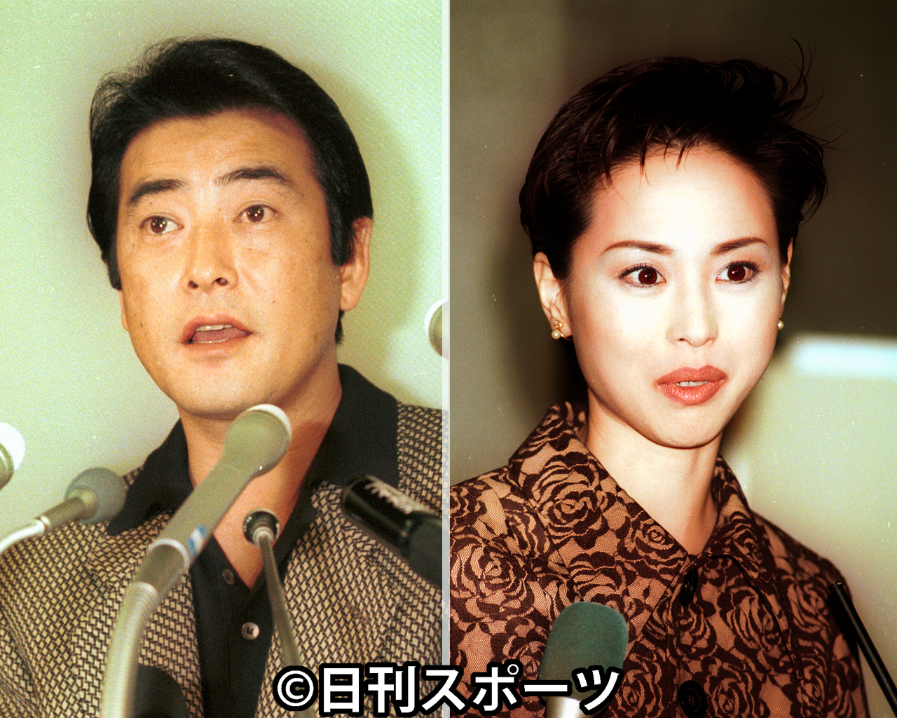 97年1月10日、別々に離婚会見を行った神田正輝（左）と松田聖子