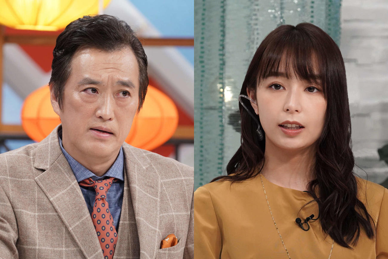 フジテレビ系ドラマ「ゴシップ＃彼女が知りたい本当の○○」に出演する大鶴義丹〈左〉と宇垣美里
