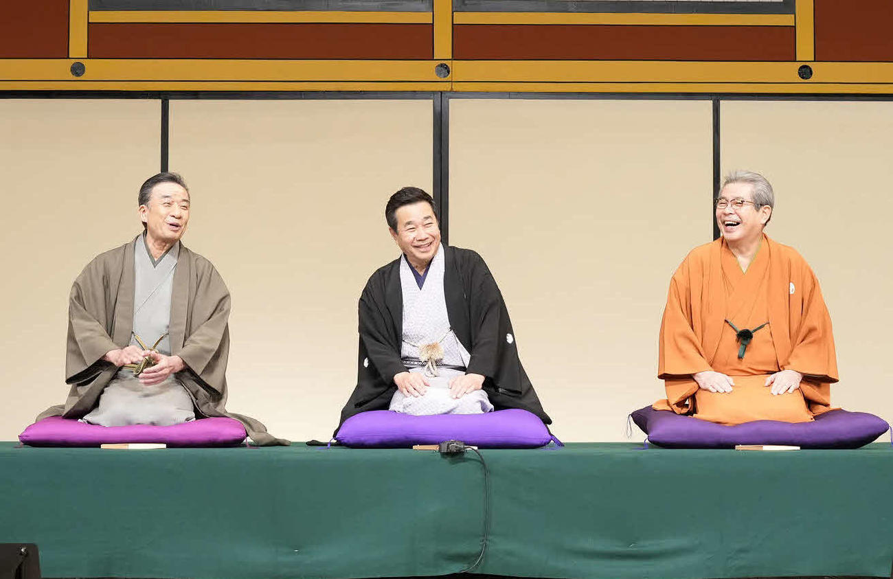 三宅裕司70歳記念落語会で。左から、渡辺正行、三宅裕司、立川志の輔