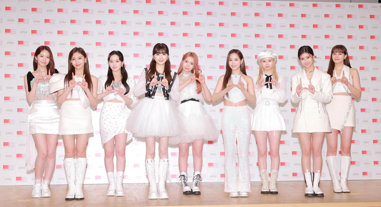 紅白歌合戦リハーサルに登場したNiziU。左からAYAKA、MAYUKA、RIO、MIIHI、MAYA、MAKO、RIKU、RIMA、NINA（代表撮影）