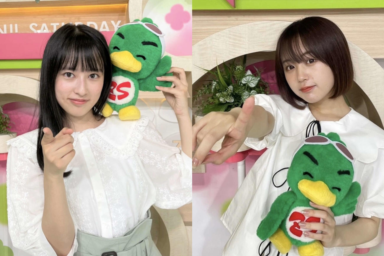 日本テレビ系情報番組「ズームイン！！サタデー」のお天気キャスターに就任した国本梨沙（左）となえなの