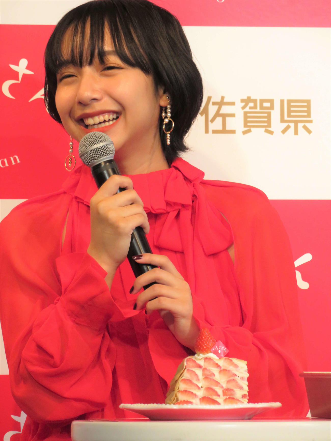 「いちごさんどう発表会」に登壇した山之内すず（撮影・三須佳夏）