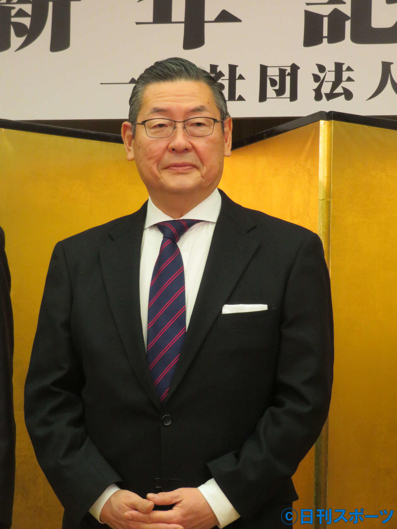 日本映画製作者連盟の2022年新年記者発表会に登壇した、松竹の迫本淳一社長（撮影・村上幸将）