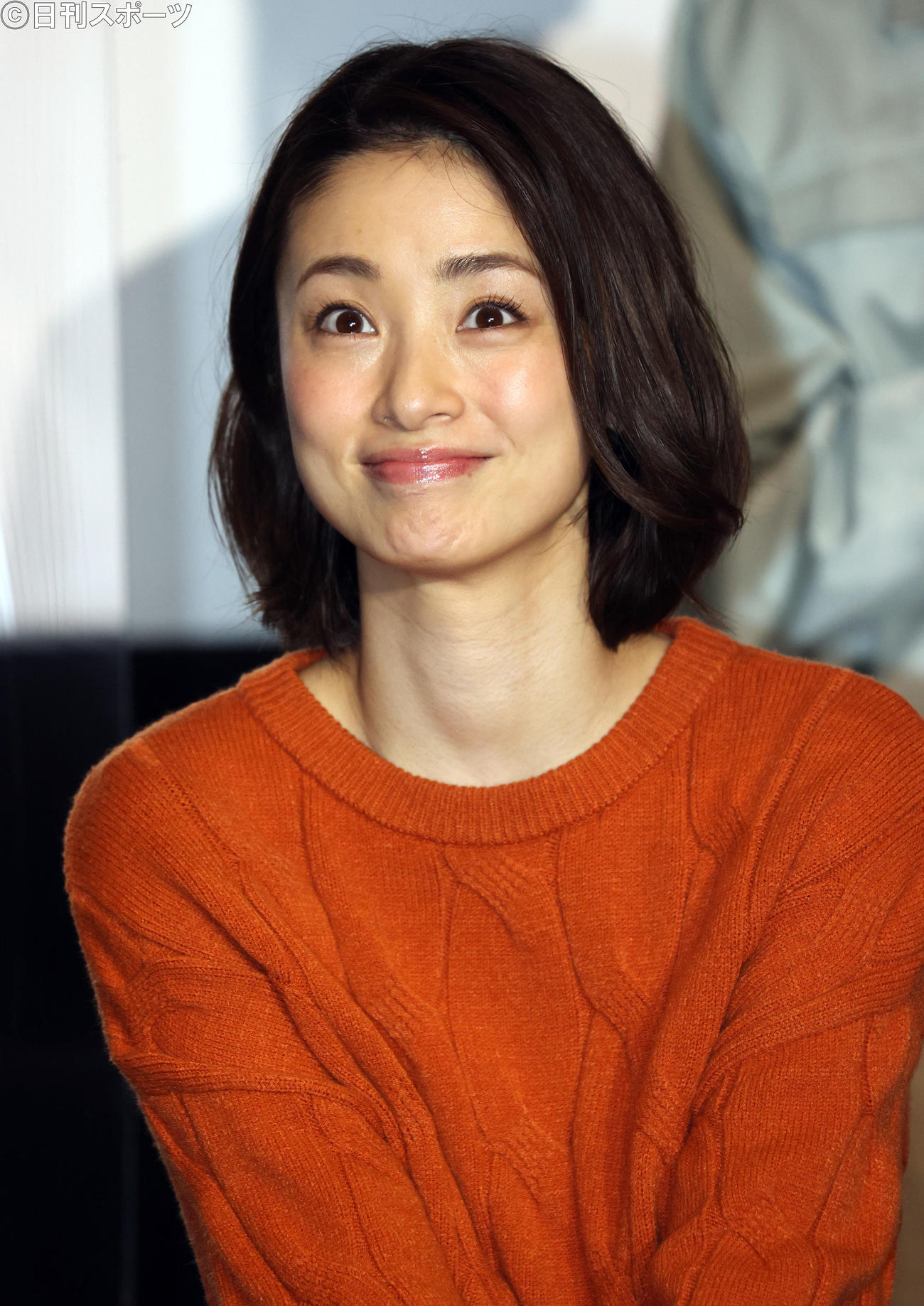 ドラマ「となりのチカラ」完成披露記者会見に登壇した上戸彩＝2022年1月