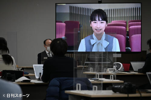 NHK大阪放送局の局長会見でビデオメッセージを寄せたひなた演じる川栄李奈（撮影・松浦隆司）