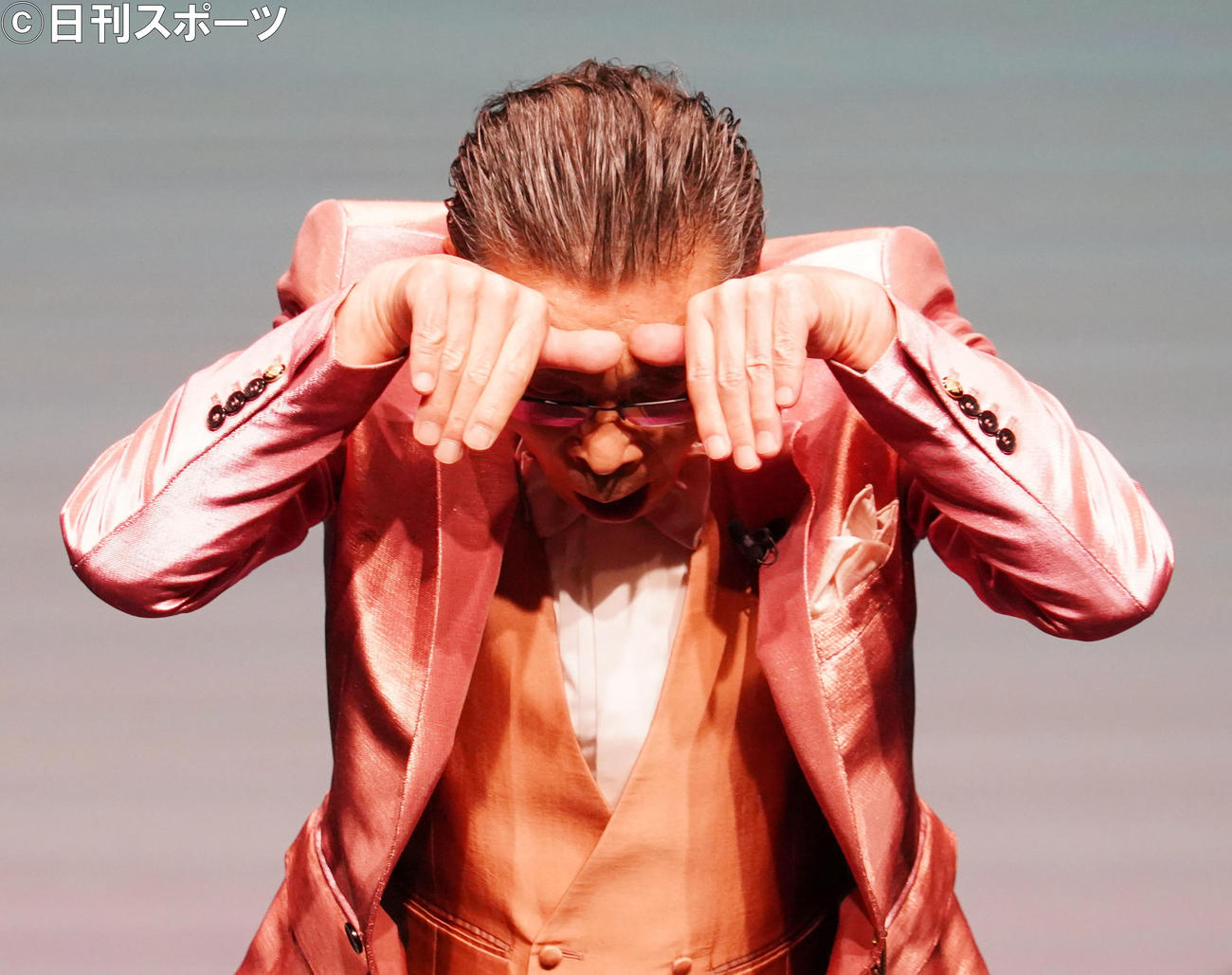 吉本新喜劇GM就任発表会見に出席した間寛平（撮影・佐藤成）