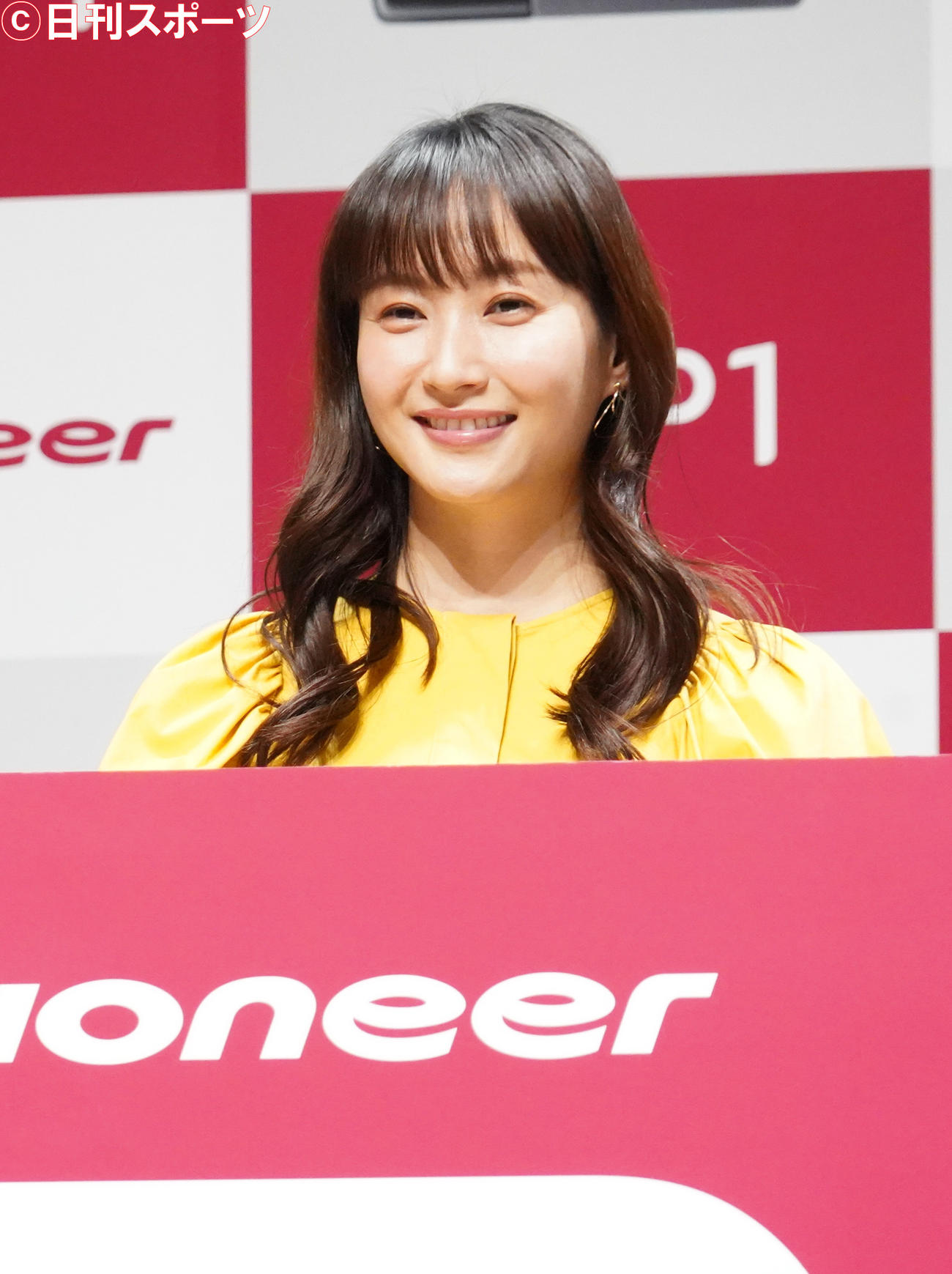 パイオニアの新事業・新商品発表会に出席した藤本美貴（撮影・佐藤成）