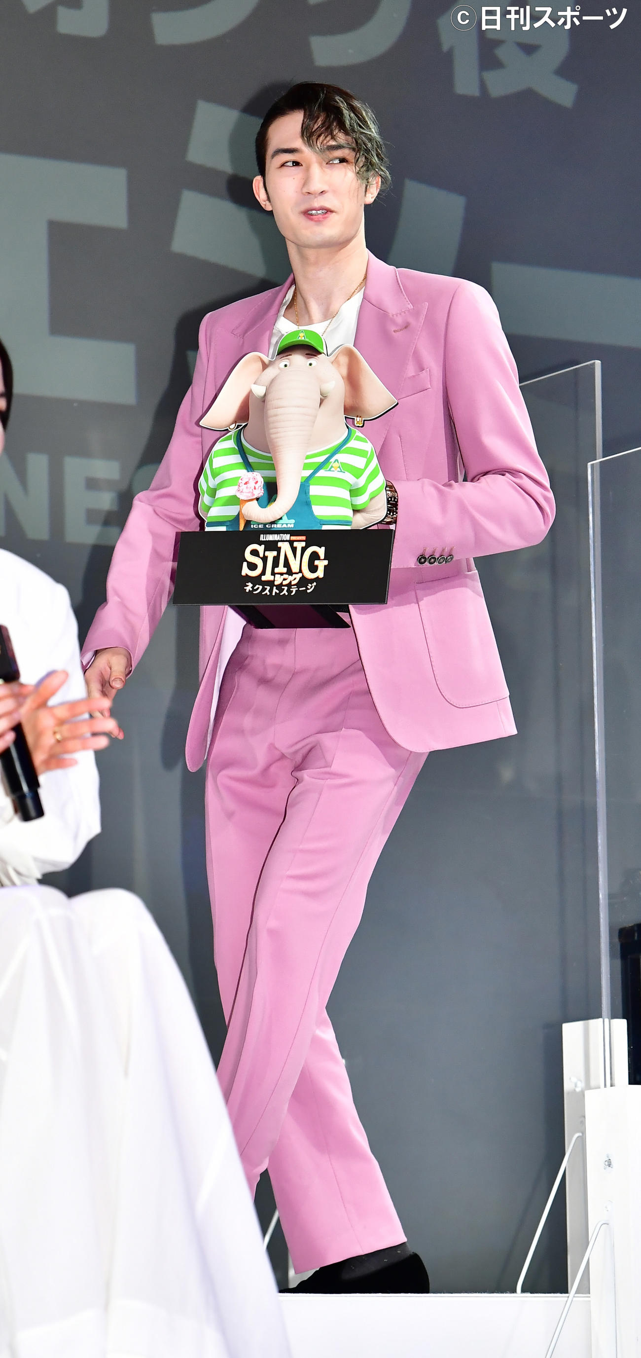 映画「SING／シング：ネクストステージ」日本語吹き替え版キャスト報告会に臨むジェシー（撮影・小沢裕）