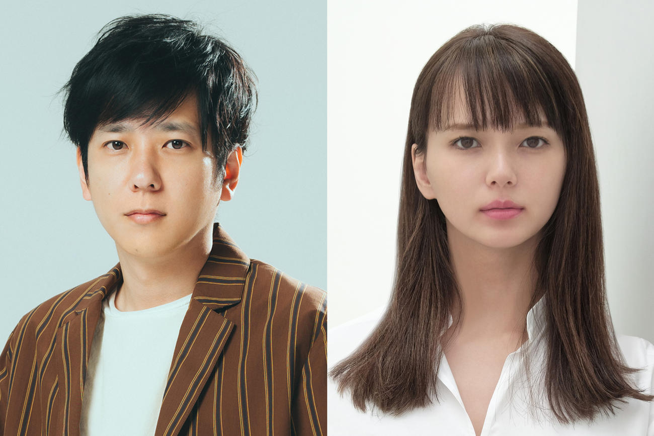 TBS系連続ドラマ、日曜劇場「マイファミリー」に主演する二宮和也（左）。右は妻役の多部未華子