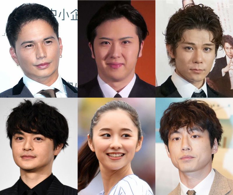 「鎌倉殿の１３人」に新たに出演が決まった6人。上段左から市原隼人、尾上松也、柿澤勇人。下段左から瀬戸康史、堀田真由、坂口健太郎
