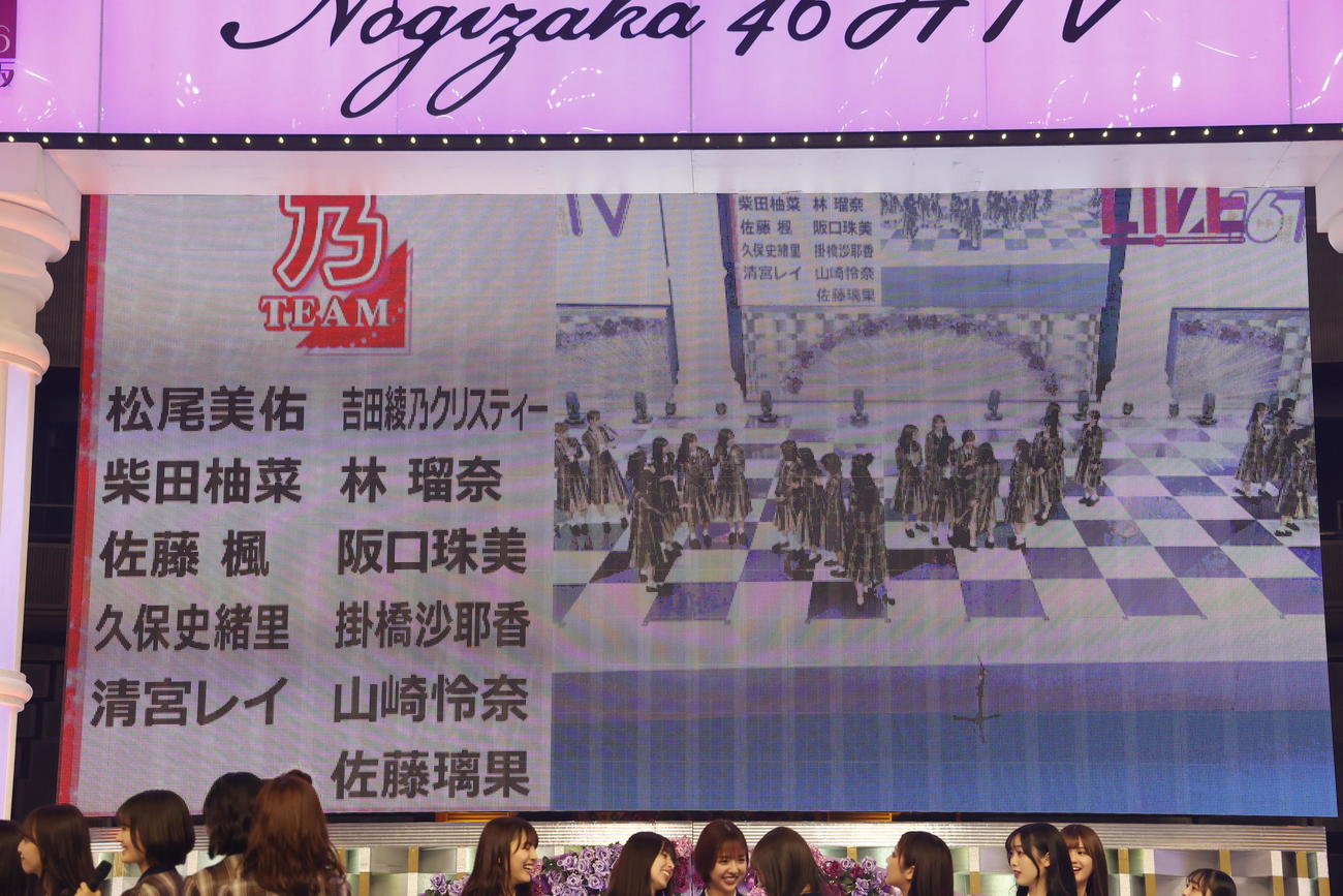 「乃木坂46時間TV」で50メートル走を終え、2日目の「大運動会」のチーム分けが発表された