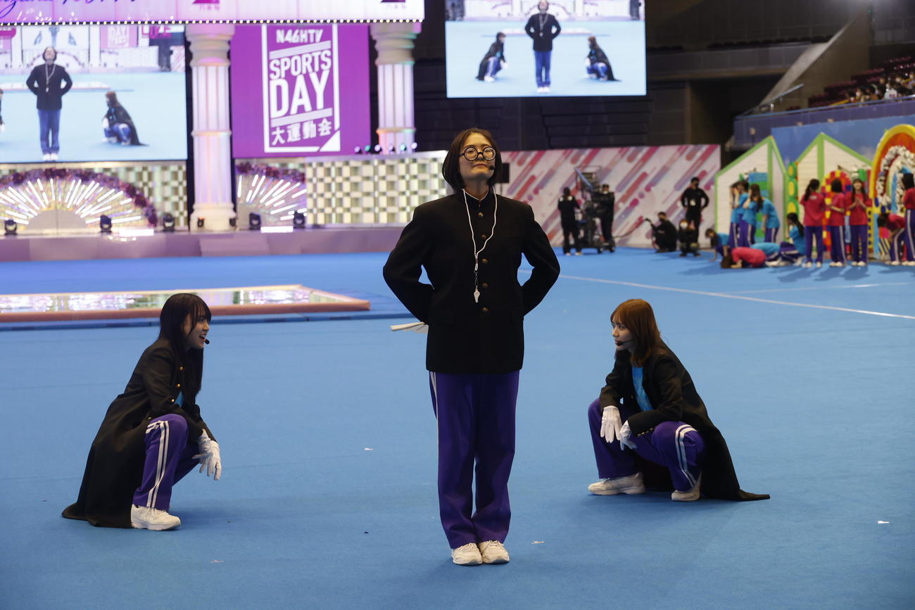 「乃木坂46時間TV　大運動会」の応援合戦に臨む清宮レイ（中央）ら