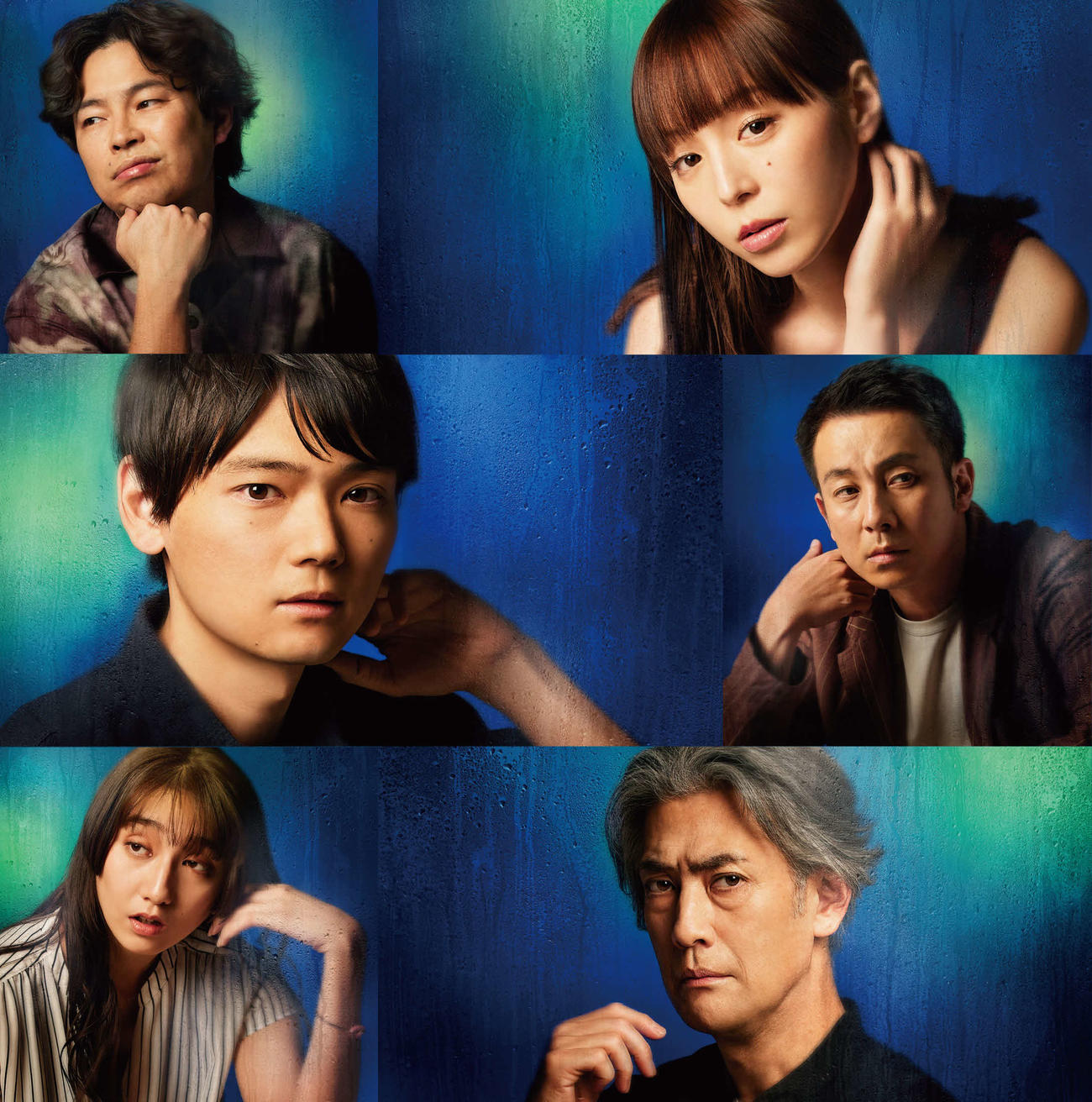 舞台「室温～夜の音楽～」に出演する右上から時計回りに、平野綾、坪倉由幸、堀部圭亮、長井短、古川雄輝、浜野謙太