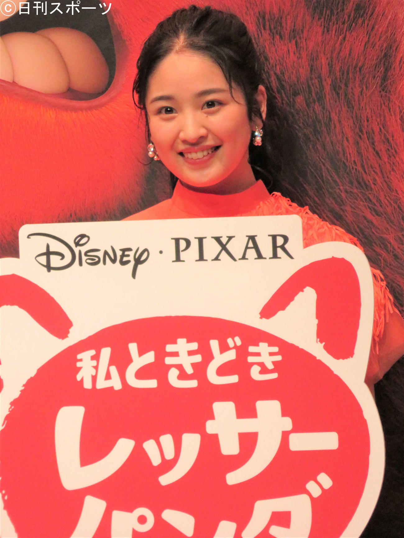ディズニー＆ピクサーの最新作アニメーション「私ときどきレッサーパンダ」の配信直前イベントに出席した佐竹桃華（撮影・三須佳夏）