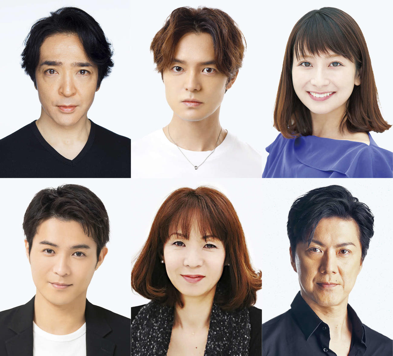 「My Story，My Song～and YOU～」にゲスト出演する、上段左から石川禅、上口耕平、大塚千弘、下段左から平方元基、保坂知寿、吉野圭吾