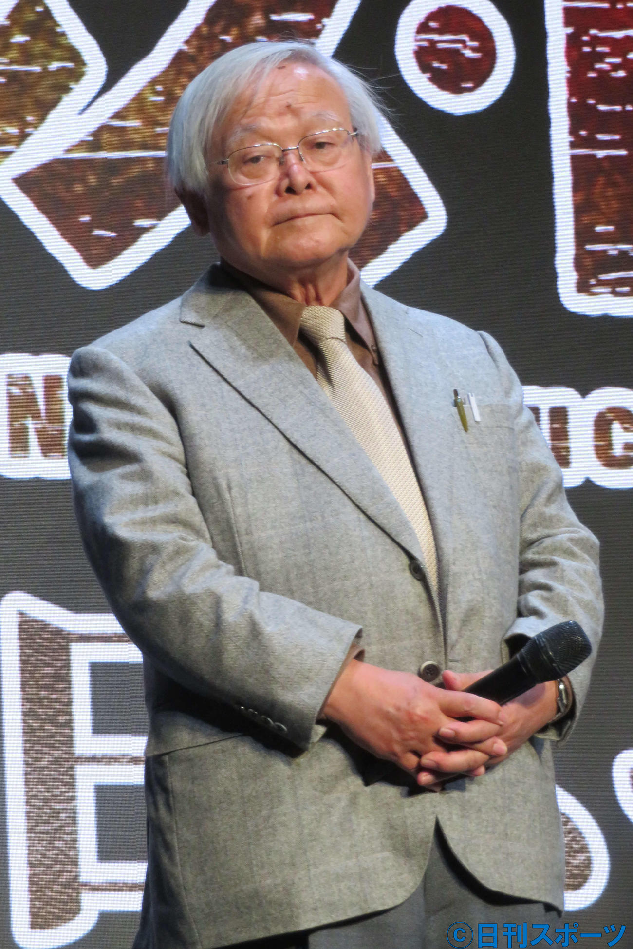 アニメ映画「機動戦士ガンダム　ククルス・ドアンの島」のイベントに出席した安彦良和監督（撮影・遠藤尚子）