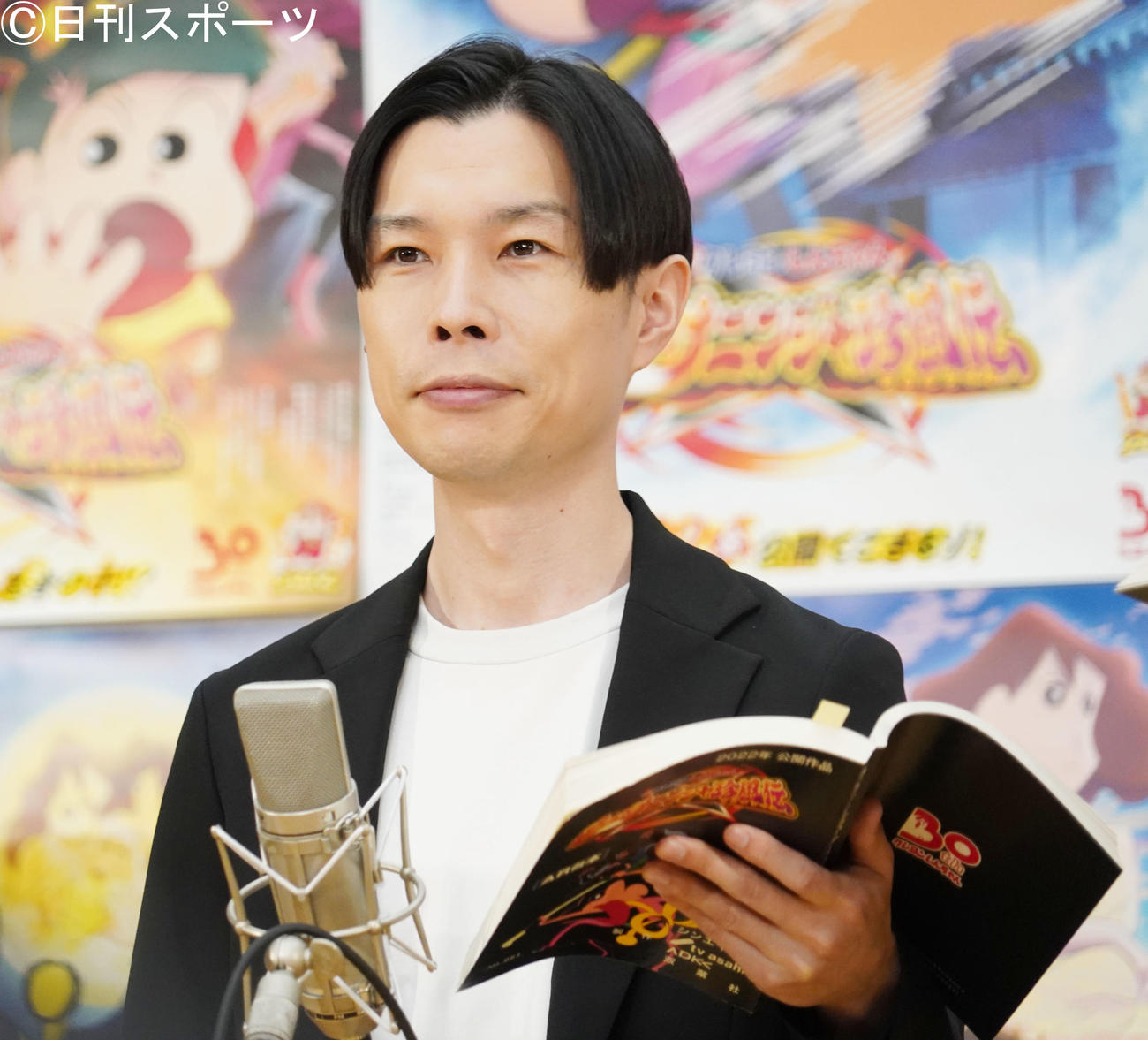 アニメ映画「クレヨンしんちゃん　もののけニンジャ珍風伝」の公開アフレコイベントに出席したお笑いコンビ、ハライチ岩井勇気（撮影・佐藤成）