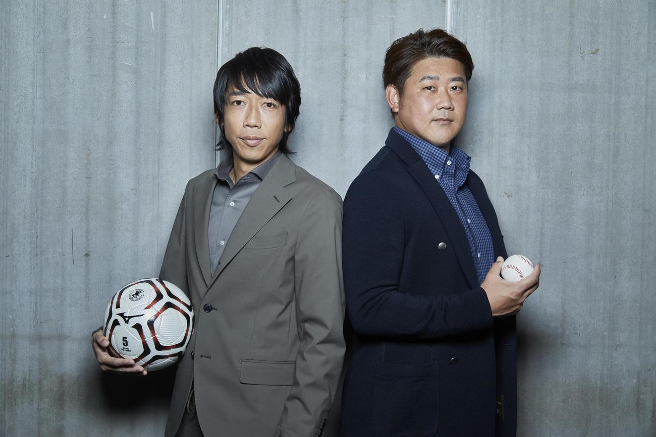 ドリンクサプリ「NOBIACE（ノビエース）」のウェブCMで共演した中村憲剛氏（左）と松坂大輔氏