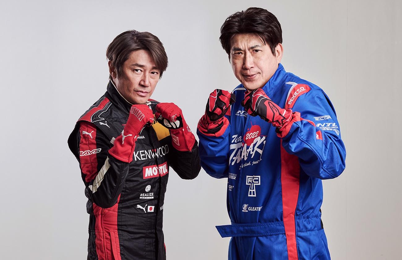 久しぶりのカート対決に気合い十分の近藤真彦（左）と石橋貴明（C）AbemaTV, Inc