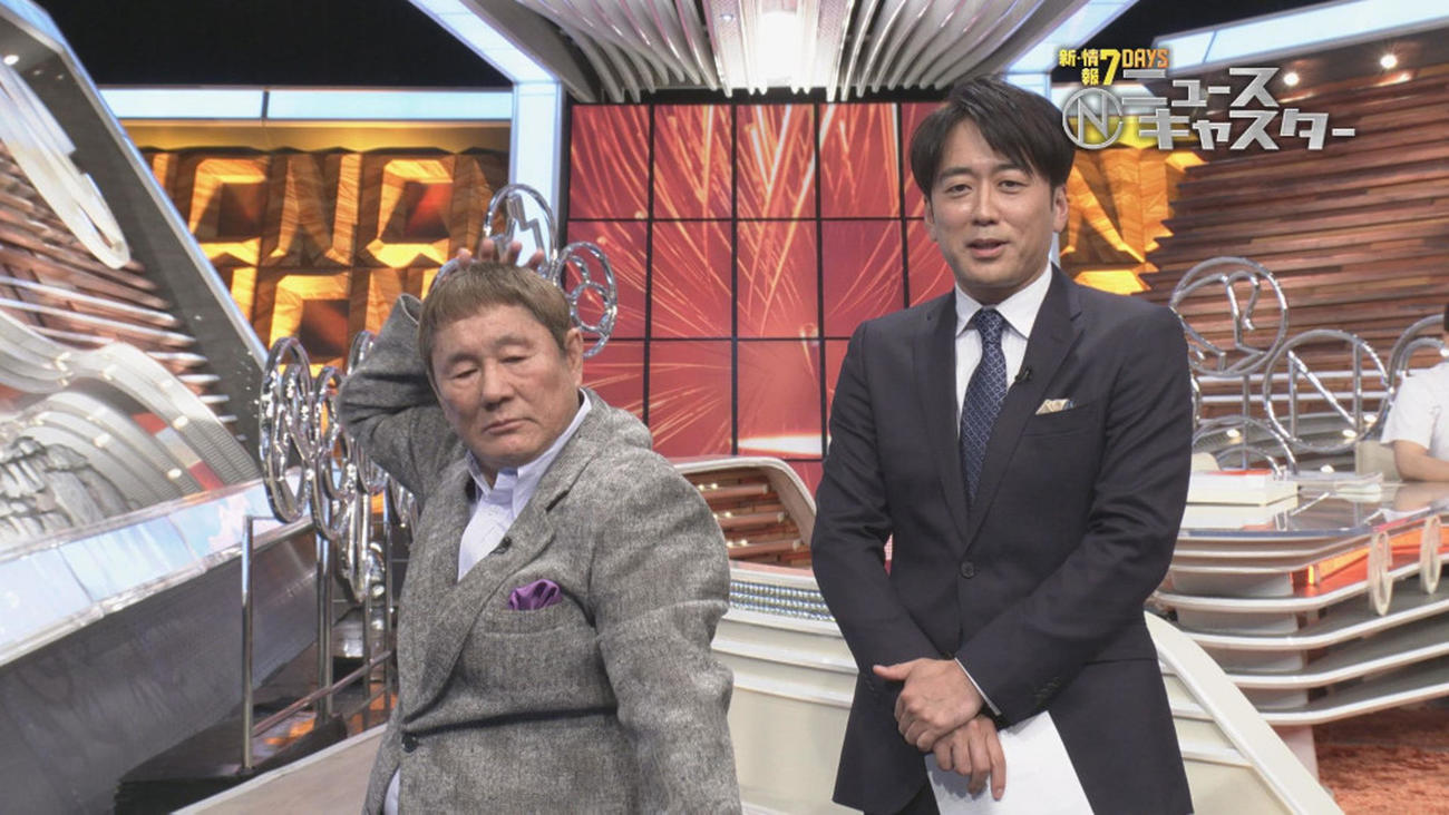 ビートたけし（左）と、TBS安住紳一郎アナウンサー
