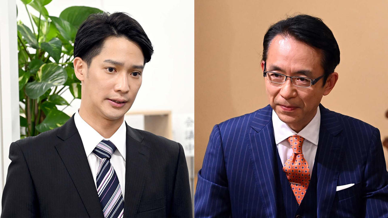 日曜劇場「DCU」にゲスト出演する味方良介（左）と福澤朗