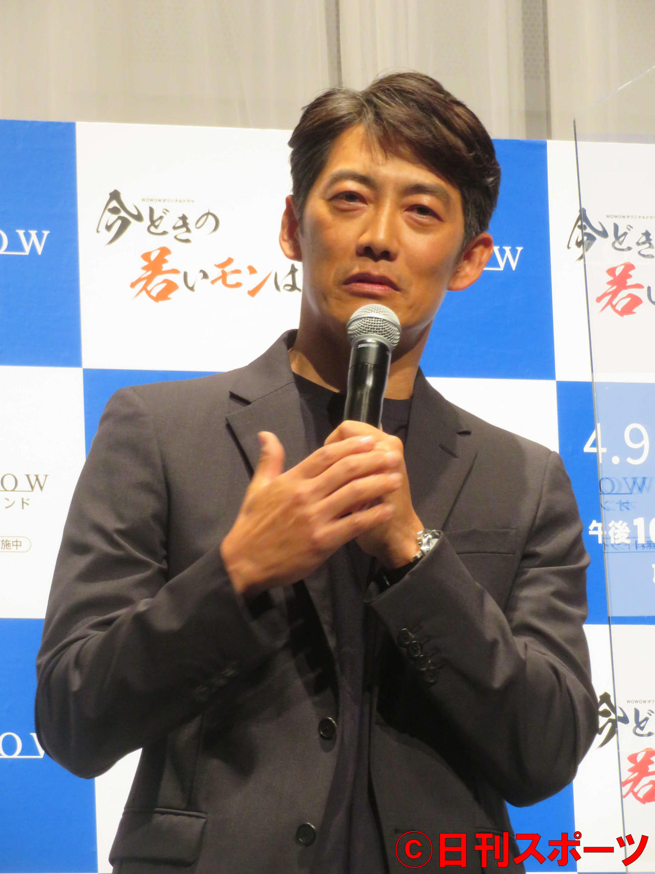 WOWOWオリジナルドラマ「今どきの若いモンは」完成報告会に登壇した反町隆史（撮影・村上幸将）