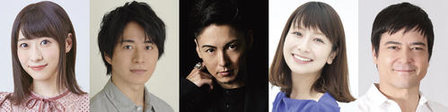 音楽劇「スラムドッグ＄ミリオネア」メインキャスト。左から唯月ふうか、村井良大、屋良朝幸、大塚千弘、川平慈英