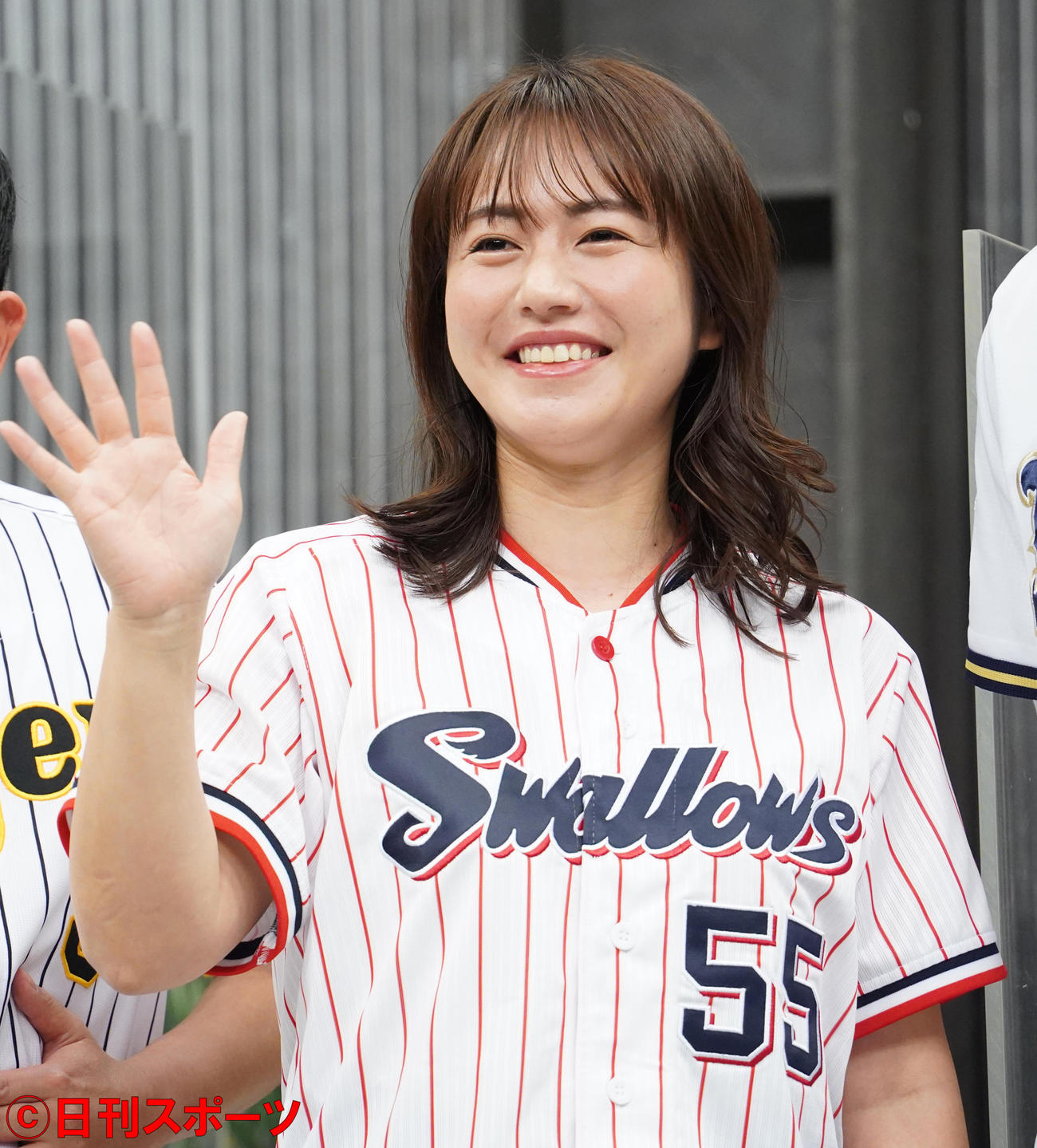 「スカパー！プロ野球12球団応援プロジェクト」の取材会に出席した、磯山さやか（撮影・佐藤勝亮）