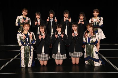 11期生お披露目イベントに出席したSKE48の、前列左から松本慈子、杉本りいな、原優寧、森本くるみ、斉藤真木子、後列左から須田亜香里、大村杏、篠原京香、山村さくら、脇田葵、大場美奈(C)2022 Zest, Inc.