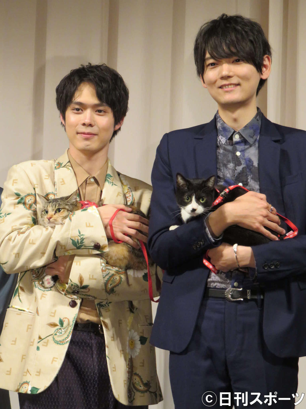 ドラマ「ねこ物件」の制作発表に出席した細田佳央太（左）古川雄輝
