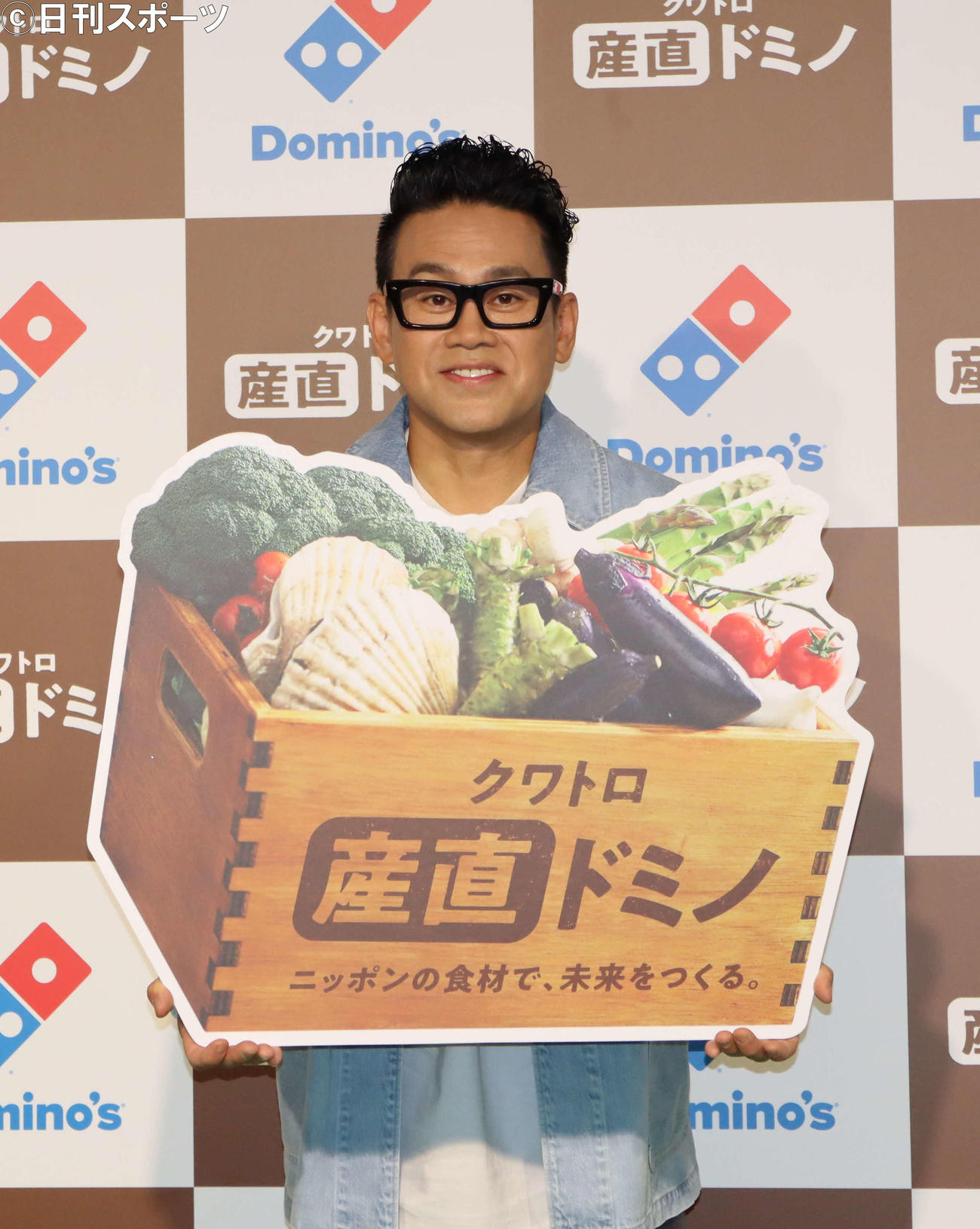 ドミノ・ピザ「産直ドミノ」発表会に出席した宮川大輔（撮影・小林千穂）