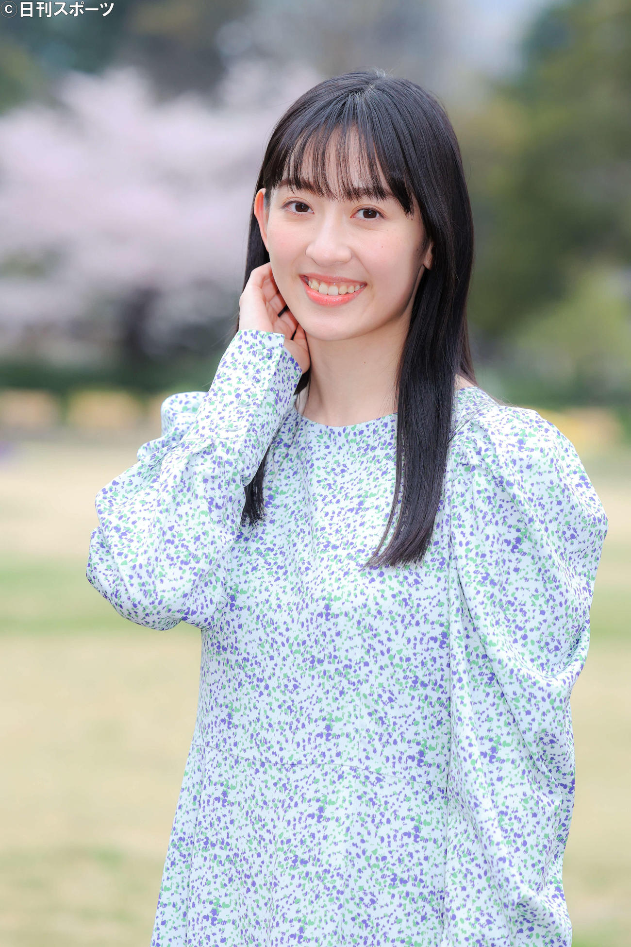 笑顔を見せる水嶋凜（撮影・河田真司）