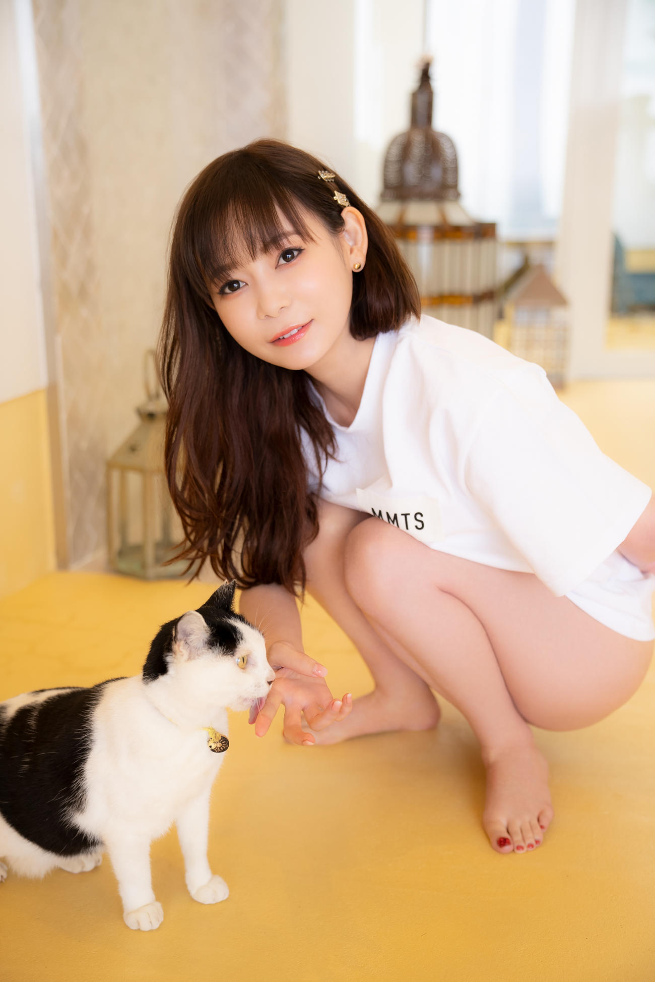 デビュー20周年記念写真集（タイトル未定、講談社）で、Tシャツ1枚で猫とたわむれる場面を披露した中川翔子