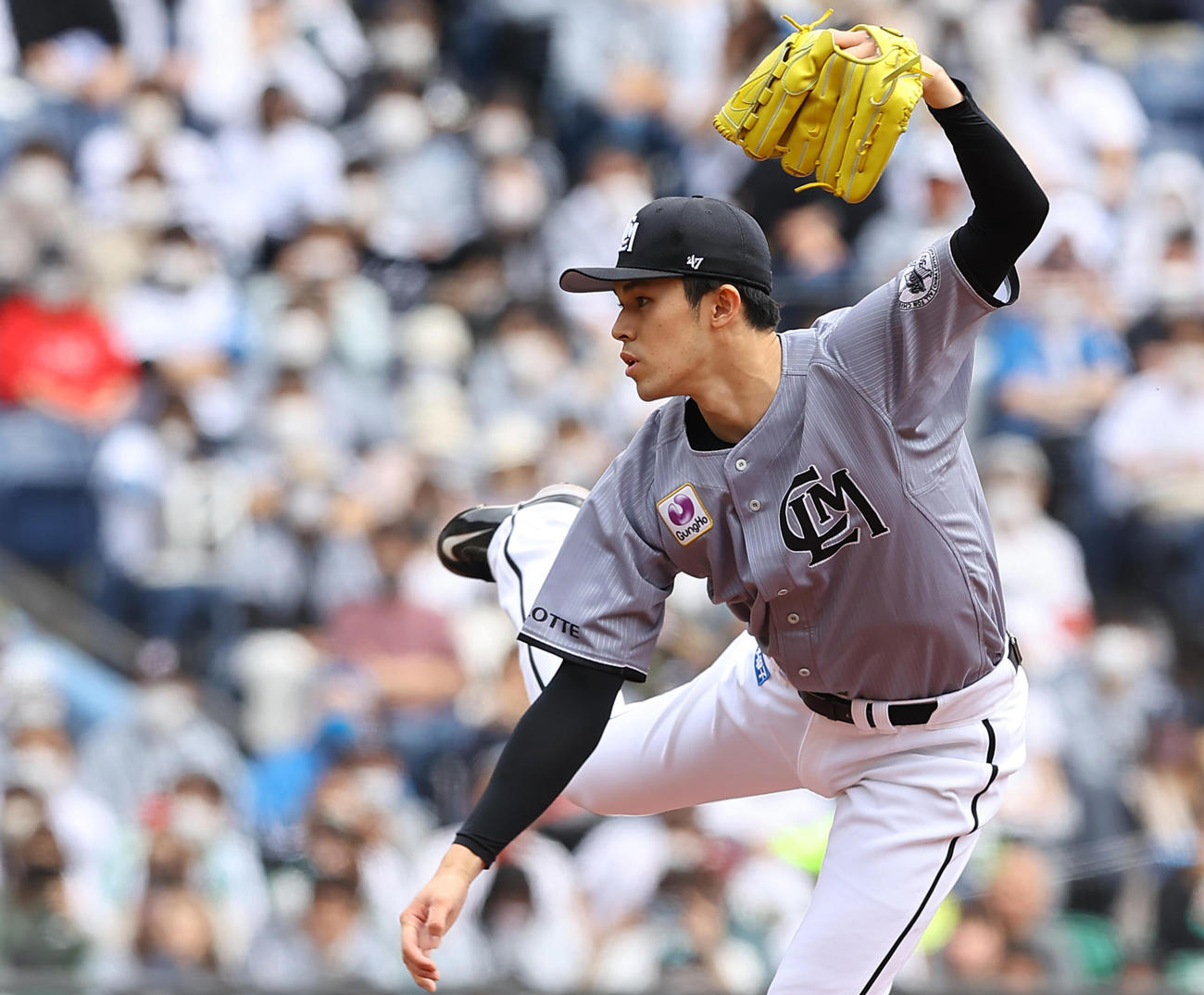 17イニング連続完全投球を披露したロッテ佐々木朗希（2022年4月17日撮影）
